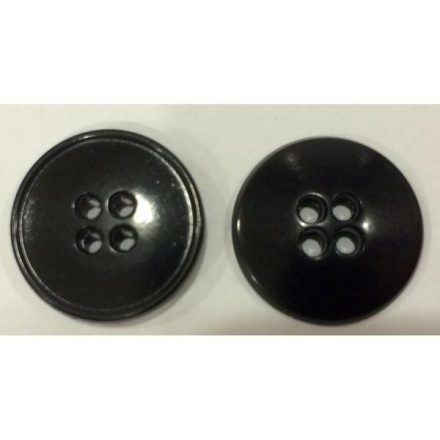 4 lyukú gömbölyű gomb, fekete 20 mm