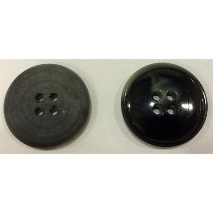 4 lyukú peremes gomb, fekete 25 mm