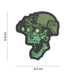 Night vision skull PVC patch, green