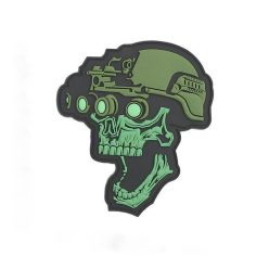 Night vision skull PVC patch, green