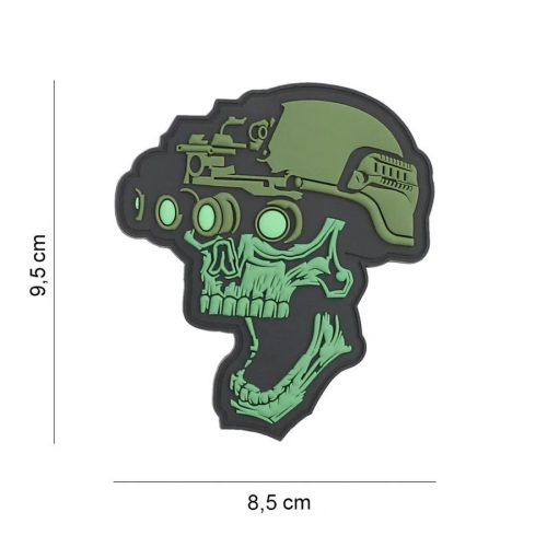 Night vision skull Emblema 3D PVC, verde