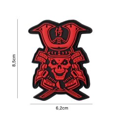 Samurai skull PVC Patch, Rot