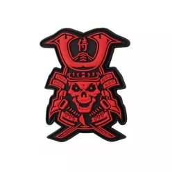 Samurai skull PVC Nášivka, čiervena