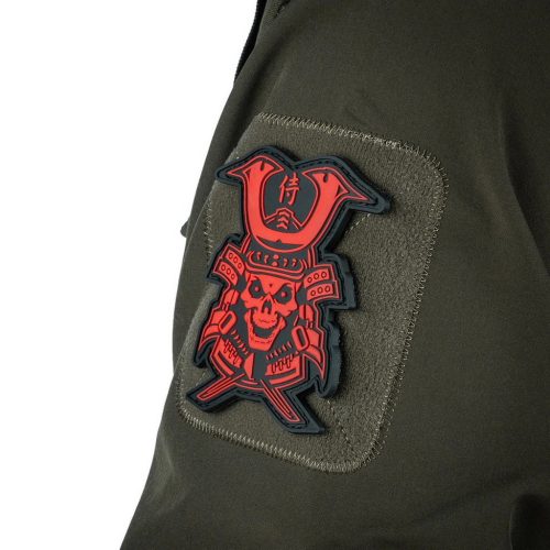 Samurai skull PVC Patch, Rot