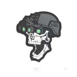 Night vision skull PVC patch, white
