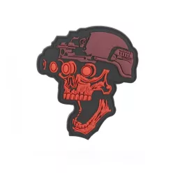Night vision skull PVC nášivka, červená