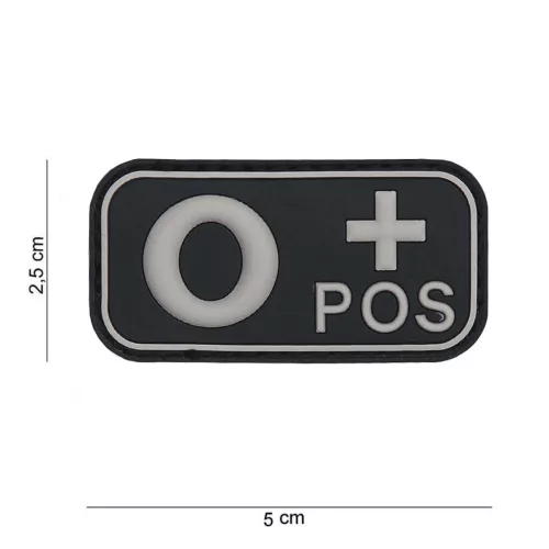 Blood type PVC patch, black 0+