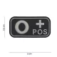 Blood type PVC patch, black 0+