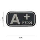 Blutgruppe PVC Patch, Schwarz A+