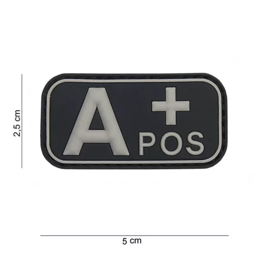 Blood type PVC patch, black A+