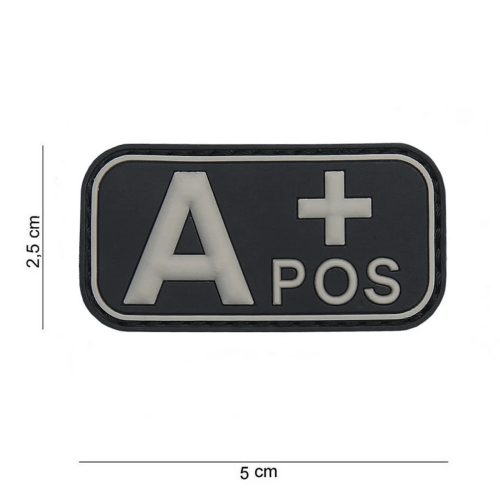 Blutgruppe PVC Patch, Schwarz A+