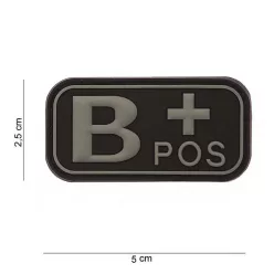 Blood type PVC patch, black B+