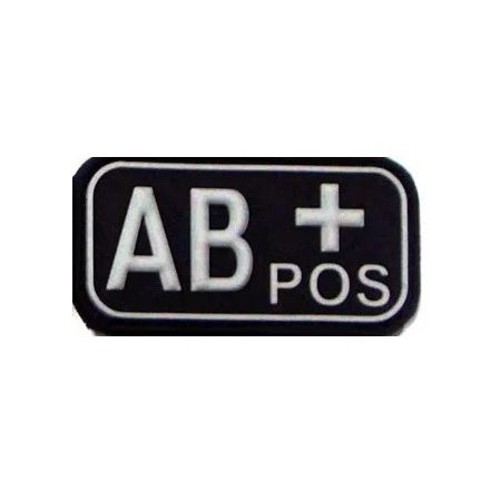 Grupa sanguina emblema 3D PVC, negru/alb AB+