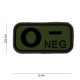 Grupa sanguina emblema 3D PVC, verde/negru 0-