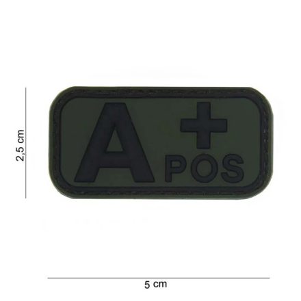 Grupa sanguina emblema 3D PVC, verde/negru A+