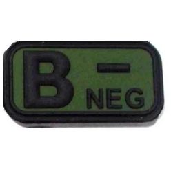 Grupa sanguina emblema 3D PVC, verde/negru B-