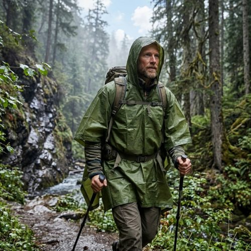 M-Tramp vinyl poncho, verde