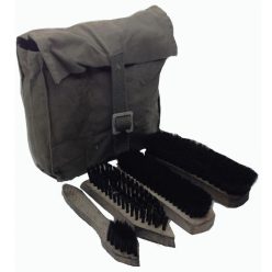 Shoe care kit with olive canvase case