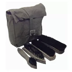 Shoe care kit with olive canvase case