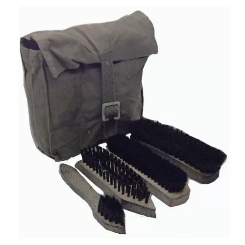 Shoe care kit with olive canvase case