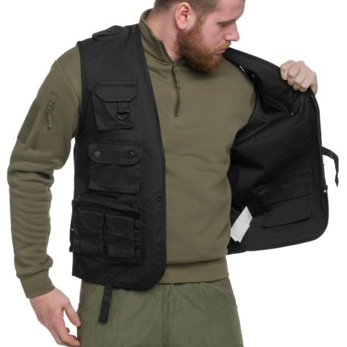 Mil-Tec Safari vesta, čierna 3XL