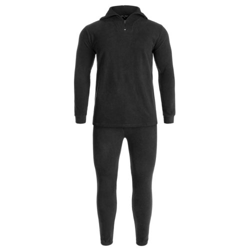 Mil-Tec set lenjerie de corp termică din fleece, negru