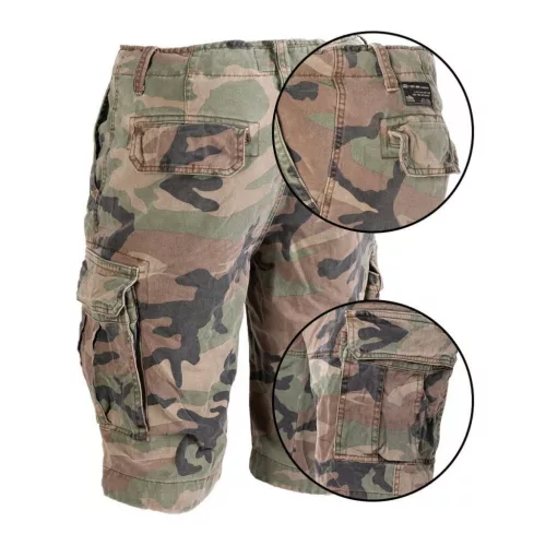 Mil-Tec PW Vintage Short, Woodland 2XL