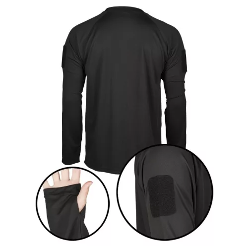 Mil-Tec Quick Dry Tactical Langarmshirt, Schwarz S