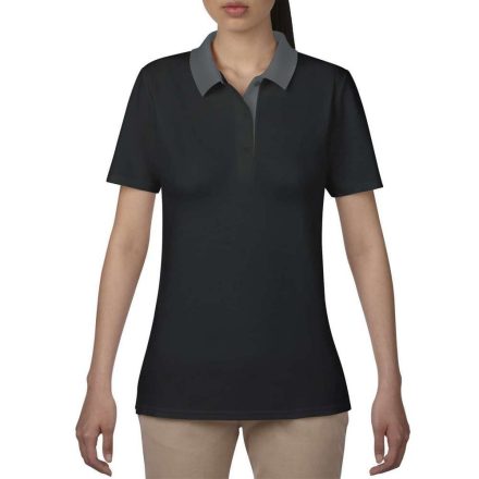 Anvil Frauen pique T-Shirt, Schwarz/Grau