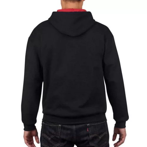 Gildan Pullover mit Kapuze, Schwarz/Rot