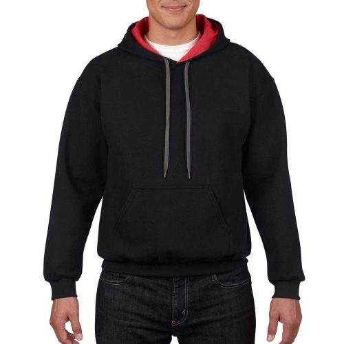 Gildan hooded sweatshirt, black/red M