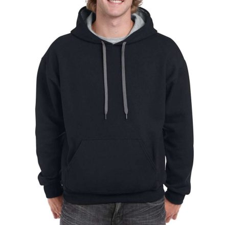 Gildan hooded sweatshirt, black/grey