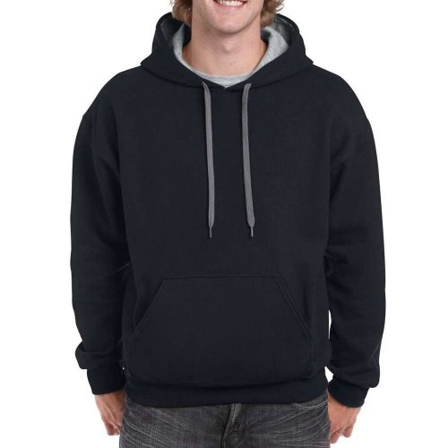 Gildan hooded sweatshirt, black/grey S