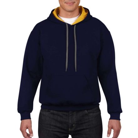 Gildan kapucnis pulóver, kék/sárga