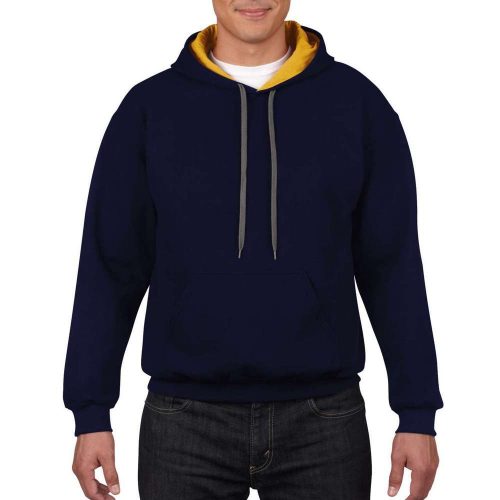 Gildan hooded sweatshirt, blue/yellow M