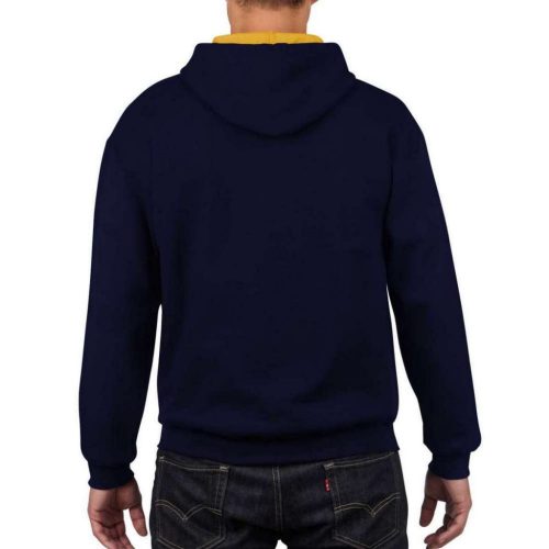 Gildan hooded sweatshirt, blue/yellow