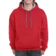 Gildan Pullover mit Kapuze, Rot/Grau