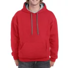 Gildan Pullover mit Kapuze, Rot/Grau 2XL