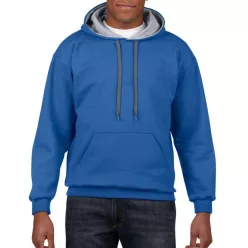 Gildan Pullover mit Kapuze, KönigsBlau/Grau