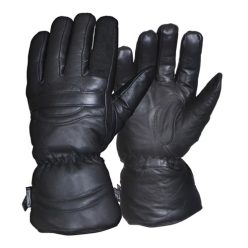 Leder Motorrad Winterhandschuhe, Schwarz