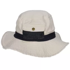 Palarie boonie copii (7862), alba/albastru inchis L