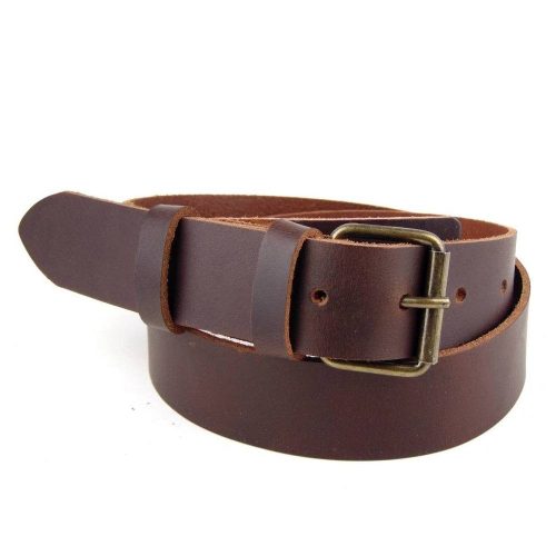 Leather field belt, dark brown 4x135cm