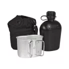 M-Tramp Feldflasche mit Hülle und Alu-Becher, Schwarz