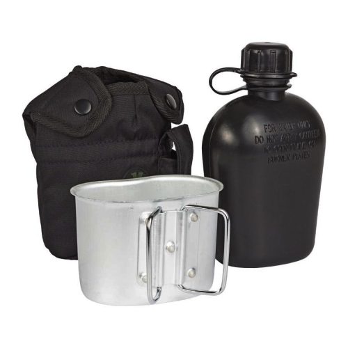 M-Tramp kulacs evőcsészével, fekete