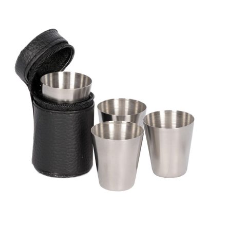 Stainless steel cup set (4pcs) with pouch