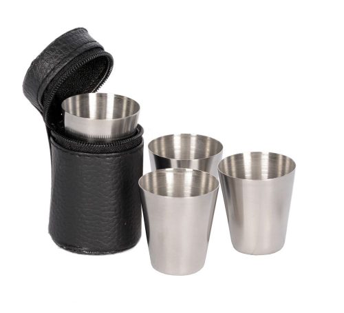 Stainless steel cup set (4pcs) with pouch