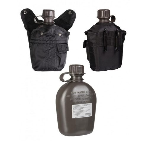 Mil-Tec US Canteen With Cover, black