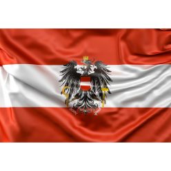 Vlajka veľká 90x150cm Rakúsko s erbom