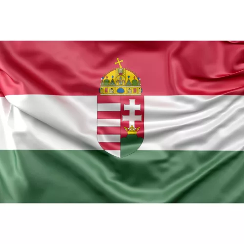 Maďarsko s erbom zástava
